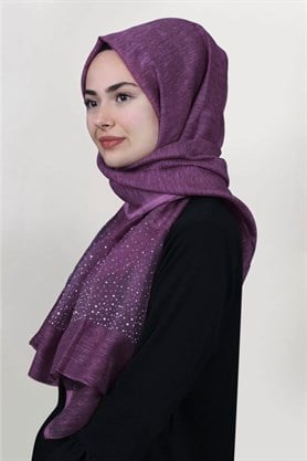 İpekli Taşlı Tül Şal 1067-48 Mürdüm