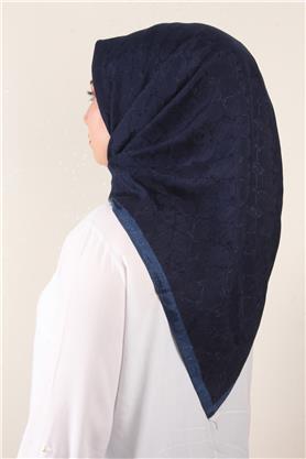 İpeksi Monogram Eşarp 8086-14 Lacivert