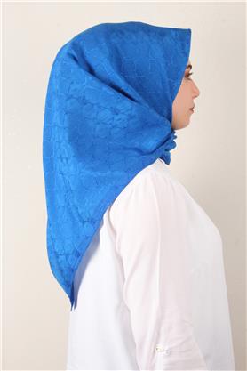 İpeksi Monogram Eşarp 8086-17 Saks Mavisi
