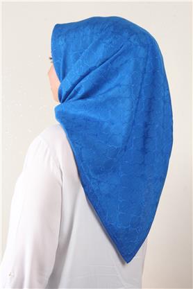 İpeksi Monogram Eşarp 8086-17 Saks Mavisi