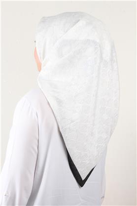 İpeksi Monogram Eşarp 8086-18 Beyaz