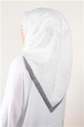 İpeksi Monogram Eşarp 8086-20 Beyaz