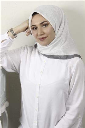 İpeksi Monogram Eşarp 8086-20 Beyaz