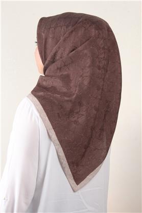 İpeksi Monogram Eşarp 8086-21 Kahverengi