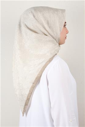 İpeksi Monogram Eşarp 8086-24 Kemik