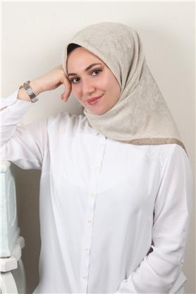 İpeksi Monogram Eşarp 8086-24 Kemik