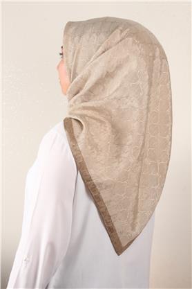 İpeksi Monogram Eşarp 8086-5 Koyu Bej