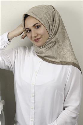 İpeksi Monogram Eşarp 8086-5 Koyu Bej