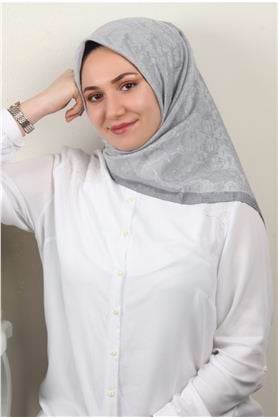 İpeksi Monogram Eşarp 8086-6 Gümüş