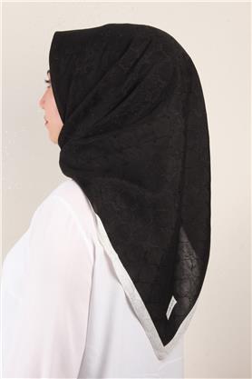 İpeksi Monogram Eşarp 8086-9 Siyah