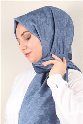 İpeksi Monogram Şal 2753-12 İndigo