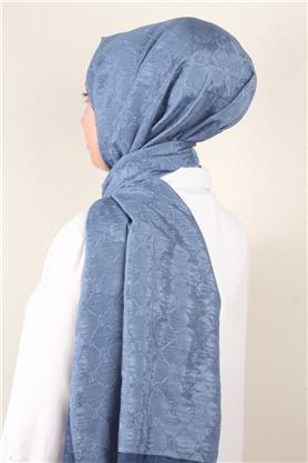 İpeksi Monogram Şal 2753-12 İndigo