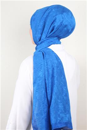 İpeksi Monogram Şal 2753-16 Saks Mavisi