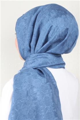 İpeksi Monogram Şal 2753-3 İndigo