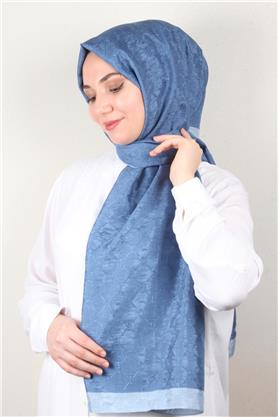 İpeksi Monogram Şal 2753-3 İndigo