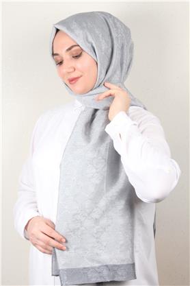 İpeksi Monogram Şal 2753-4 Gümüş