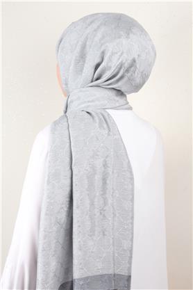 İpeksi Monogram Şal 2753-4 Gümüş