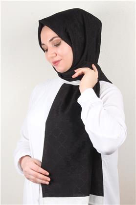 İpeksi Monogram Şal 2753-5 Siyah