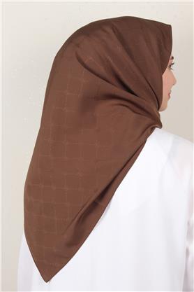 Jakarlı Icon Eşarp 2758-7 Kahverengi