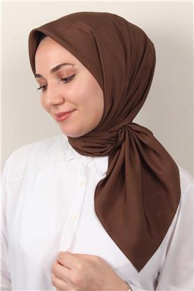 Jakarlı Icon Eşarp 2758-7 Kahverengi