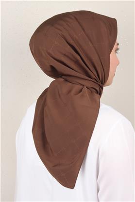 Jakarlı Icon Eşarp 2758-7 Kahverengi