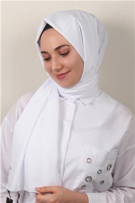 Jakarlı İcon Şal 3103-8 Beyaz