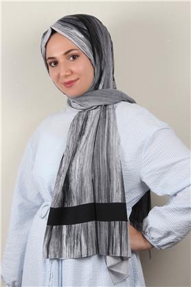 Jakarlı İcon Şal 3104-10 Gri-Siyah