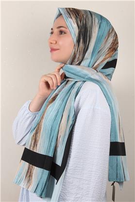 Jakarlı İcon Şal 3104-12 Su Mavisi