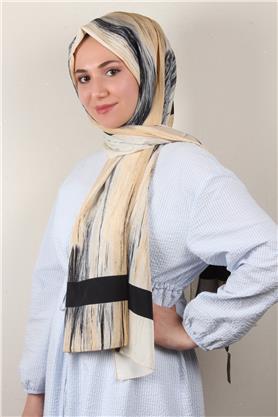 Jakarlı İcon Şal 3104-2 Krem