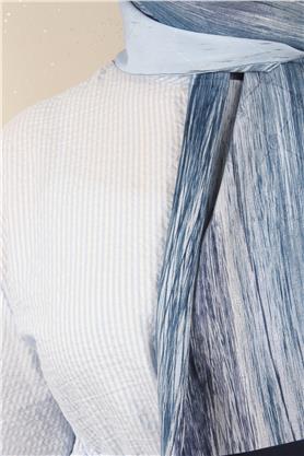 Jakarlı İcon Şal 3104-3 Mavi