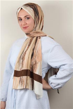 Jakarlı İcon Şal 3104-4 Kahverengi