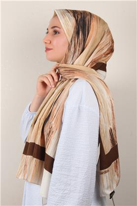 Jakarlı İcon Şal 3104-4 Kahverengi