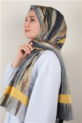 Jakarlı İcon Şal 3104-5 Gri-Sarı