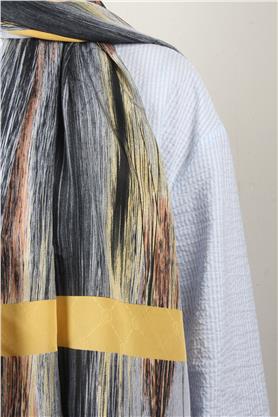 Jakarlı İcon Şal 3104-5 Gri-Sarı