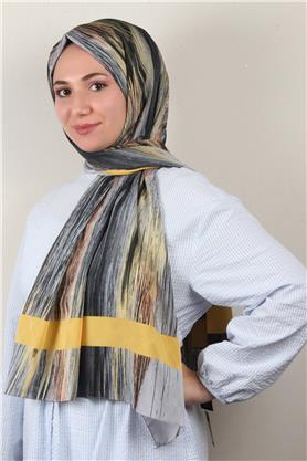 Jakarlı İcon Şal 3104-5 Gri-Sarı