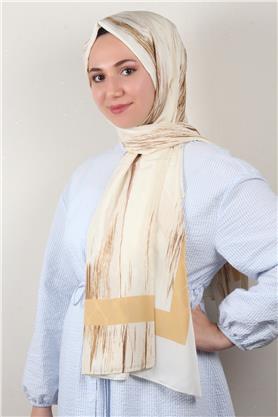 Jakarlı İcon Şal 3104-9 Krem