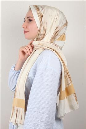 Jakarlı İcon Şal 3104-9 Krem