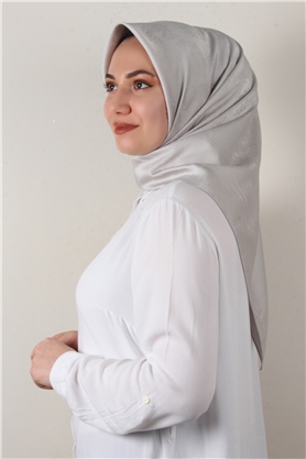 Jakarlı İpeksi Eşarp 3089-13 Gri