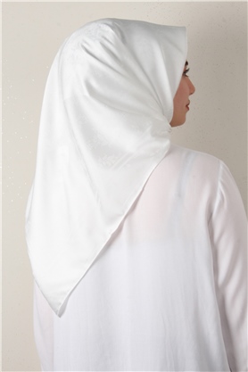 Jakarlı İpeksi Eşarp 3089-15 Beyaz