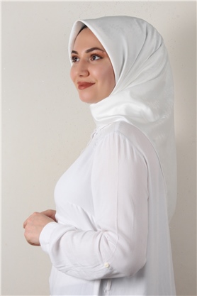 Jakarlı İpeksi Eşarp 3089-15 Beyaz