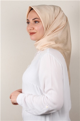 Jakarlı İpeksi Eşarp 3089-2 Bej