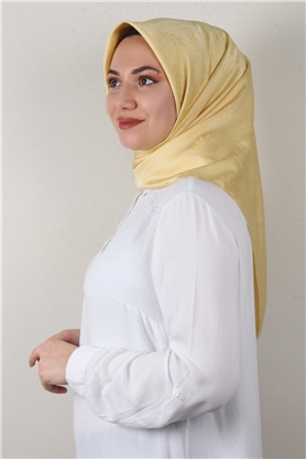 Jakarlı İpeksi Eşarp 3089-9 Soft Sarı