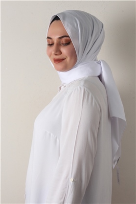 Jakarlı İpeksi Şal 8084-22 Beyaz