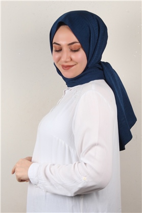 Jakarlı İpeksi Şal 8084-4 Lacivert
