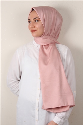 Jakarlı İpeksi Şal 8085-1 Koyu Pudra