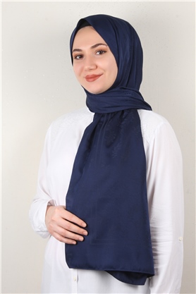Jakarlı İpeksi Şal 8085-21 Lacivert