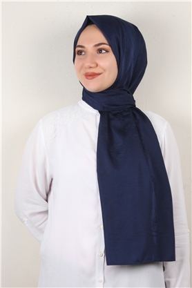 Jakarlı İpeksi Şal 8085-21 Lacivert