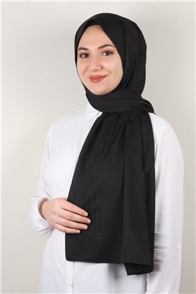 Jakarlı İpeksi Şal 8085-23 Siyah