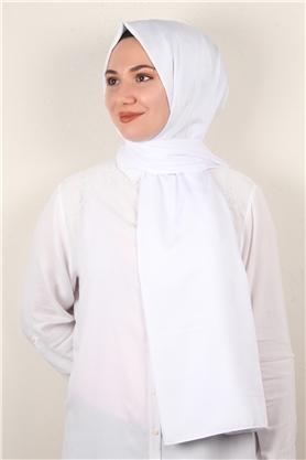 Jakarlı İpeksi Şal 8085-26 Beyaz