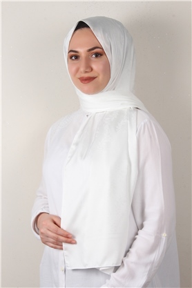 Jakarlı İpeksi Şal 8085-3 Beyaz